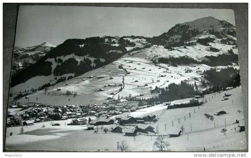 Switzerland,Zweisimmen,Rinderberg,Village View,Winter,Mountain,postcard - Zweisimmen