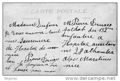 NICE   CARTE PHOTO  HOPITAL MILITAIRE AUXILIAIRE  WW1  14 18  A L ALHAMBRA - Santé, Hôpitaux