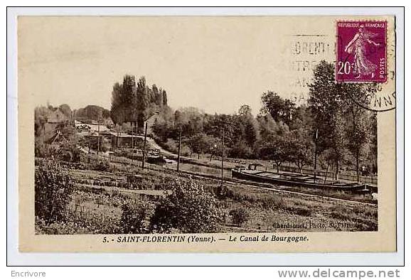 Cpa SAINT FLORENTIN Canal De Bourgogne - Peniches -chardonnet Photo 5 - Saint Florentin