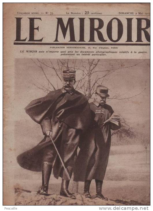 75 LE MIROIR 2 MAI 1915 - VAUQUOIS - HELIGOLAND - THANN - HIGHLANDERS - ROME ... - Informations Générales