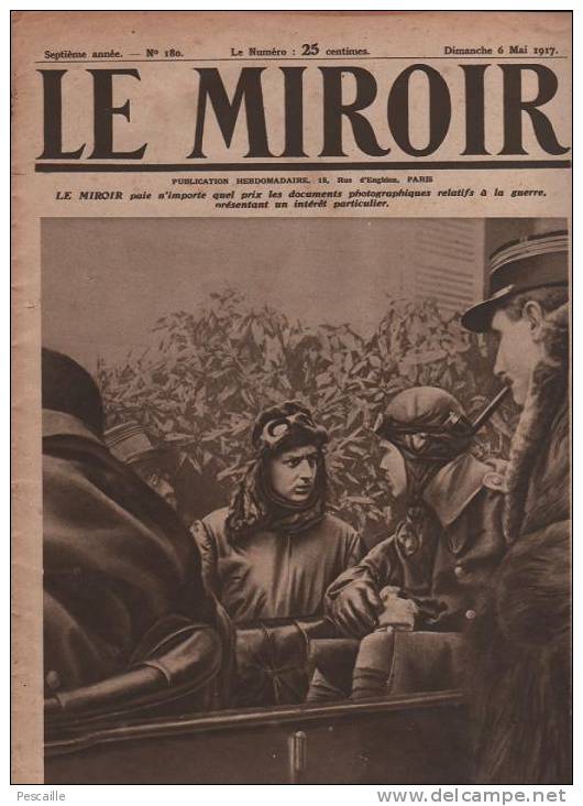 180 LE MIROIR 6 MAI 1917 - GUYNEMER - COURCY - LASSIGNY - RASPOUTINE - CARTES POSTALES RUSSES - VAUX ... - General Issues