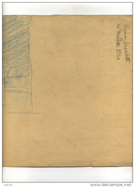 DESSIN DOUBLE FACE DES ANNEES 1930 . RECTO  UN NU ASSIS AU CRAYON NOIR , VERSO UN PAYSAGE AU CRAYON BLEU - Drawings