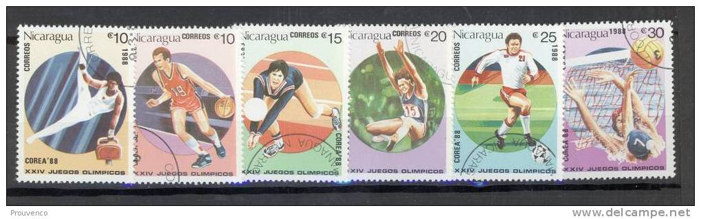 NICARAGUA JO SEOUL 1988  YT 1493 /98 Basket Volley Water Polo Football  OB.  TB - Sommer 1988: Seoul