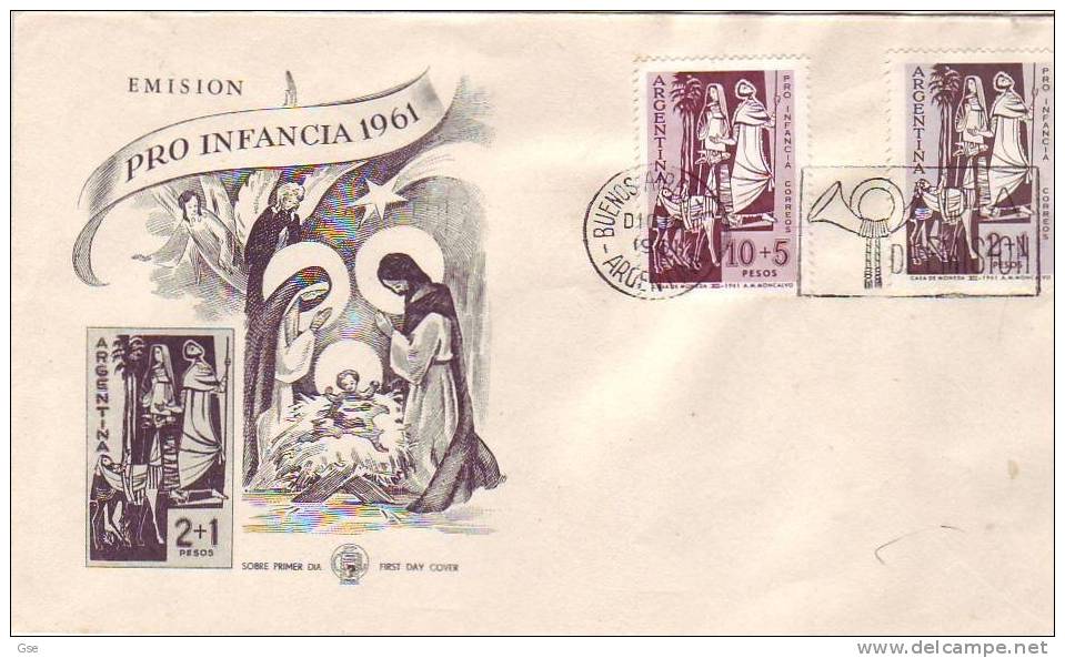 ARGENTINA 1961 - FDC - Yvert 653/4 - Annullo Sppeciale - Pro Infanzia - Religione - FDC