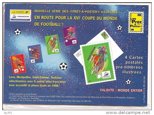 FRANCE 98 Coupe Du Monde De Foot - Série 4 "PRÊT-À-POSTER" Illustrés NEUFS Sous Blister - 4 CARTES POSTALES - Konvolute: Ganzsachen & PAP