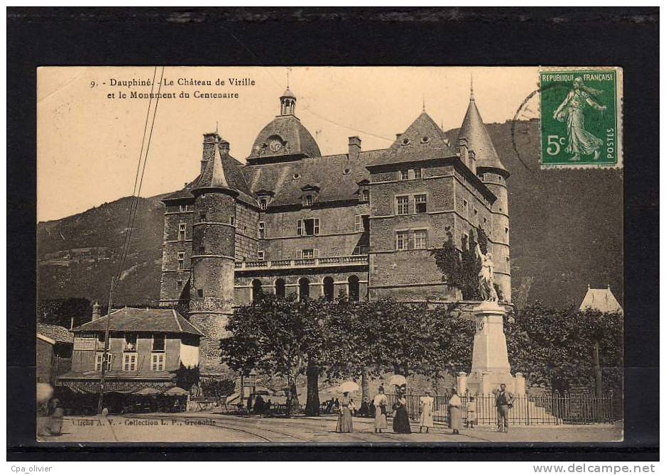 38 VIZILLE Chateau, Monument Du Centenaire, Animée, Ed LP 9, 1911 - Vizille