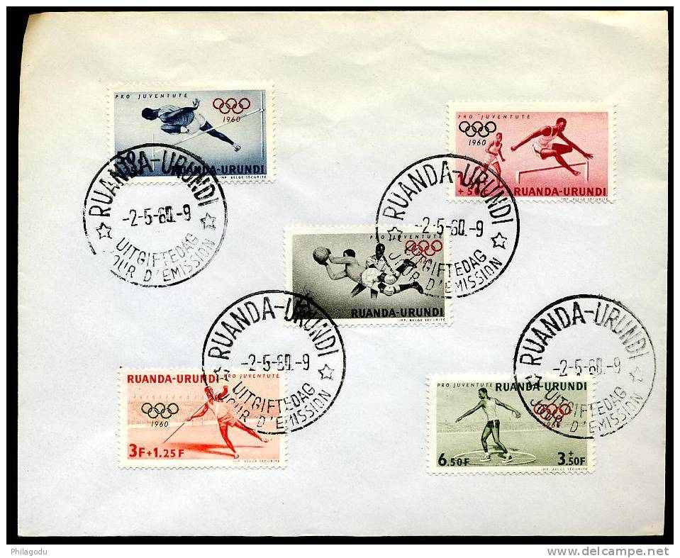 RWANDA 1960 FDC   Artisanal   Les Jeux Olympiques  Athlétisme - Ete 1960: Rome