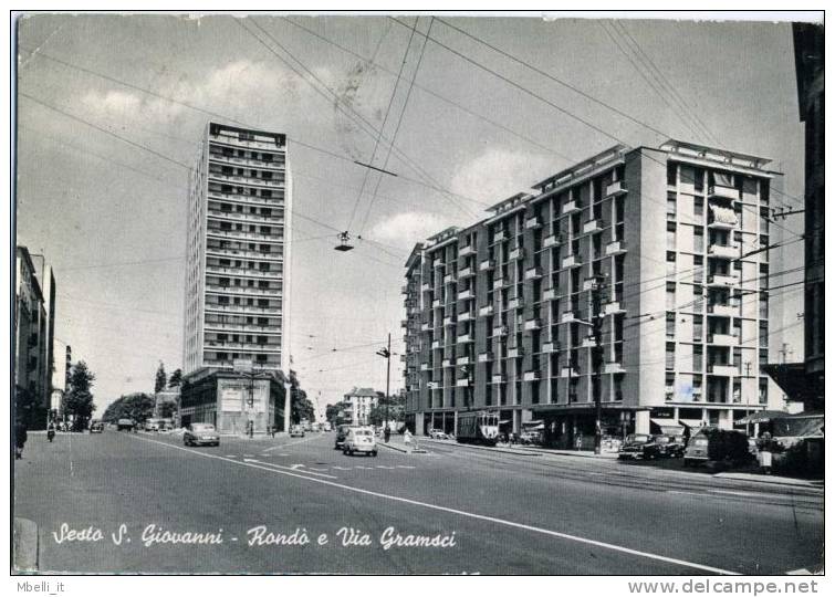 Sesto San Giovanni - Via Gramsci Con Tram E Auto 1965 - Sesto San Giovanni