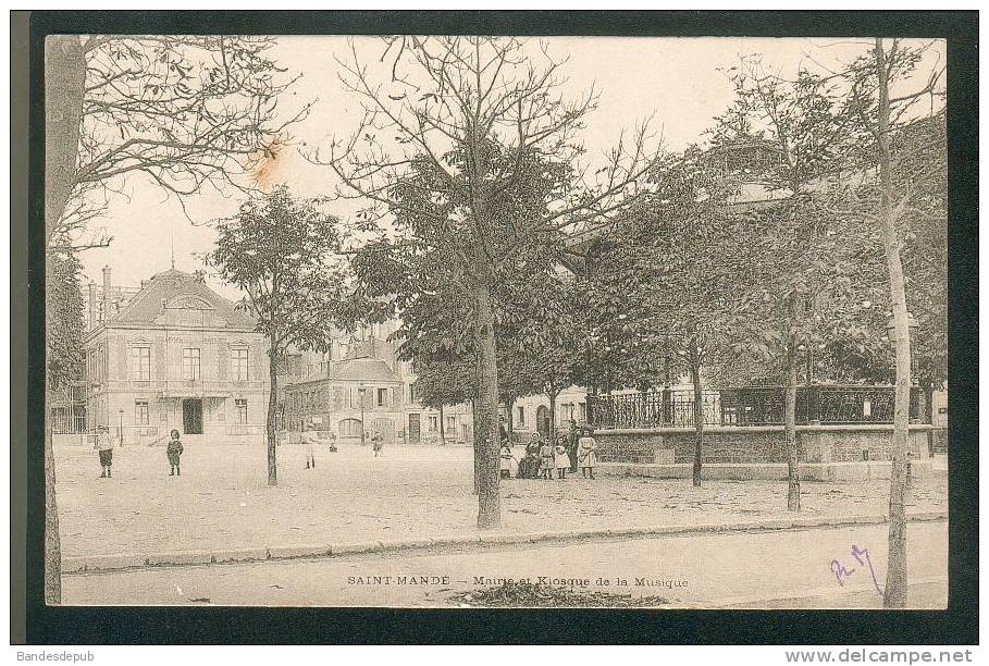 Saint Mandé - La Mairie Et Le Kiosque De La Musique ( Dos Précurseur Animée éditeur Non Précisé) - Saint Mande