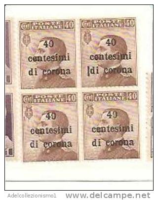 1465)quartina Nuova Del 40c. Michetti Con Soprastampa, Il Secondo In Alto Ha Una Variante Prima Della Lettera Di Corona - Trento & Trieste