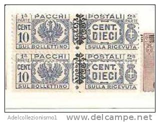 1466)coppia Nuova Del 10c.pacchi Postali Con Soprastampa Uno Dei Due Valori Ha La Varietà Doppia Dentellatura - Postal Parcels