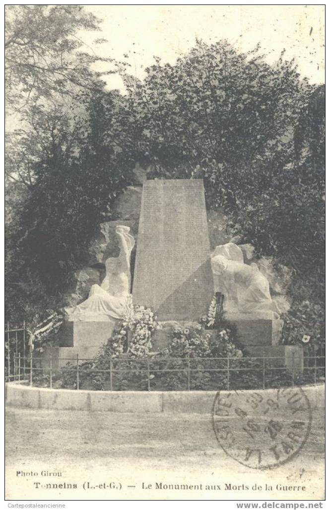 47 TONNEINS 1925 GIROUD MONUMENT MORT GUERRE ETAT TTB ¤ LOT GARONNE C464 - Tonneins