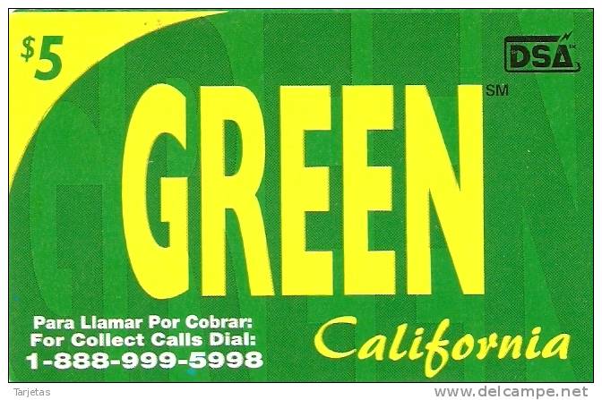 TARJETA DE USA DE GREEN CALIFORNIA DE 5$ - Autres & Non Classés