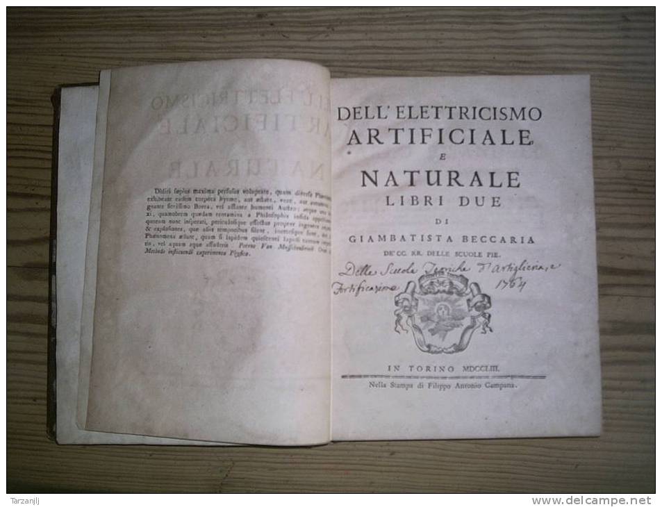 RARE De Giambatista BECCARIA: Dell'Elettricismo Artificiale E Naturale. Libri Due. 2 Livres En 1 Volume 1753 électricité - Alte Bücher