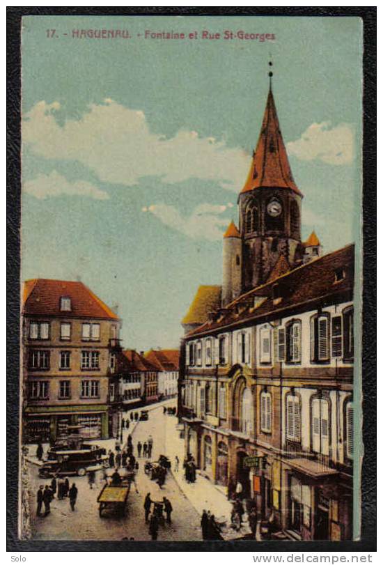 HAGUENAU - Fontaine Et Rue St-Georges (Orgue De Barbarie ?) - Haguenau