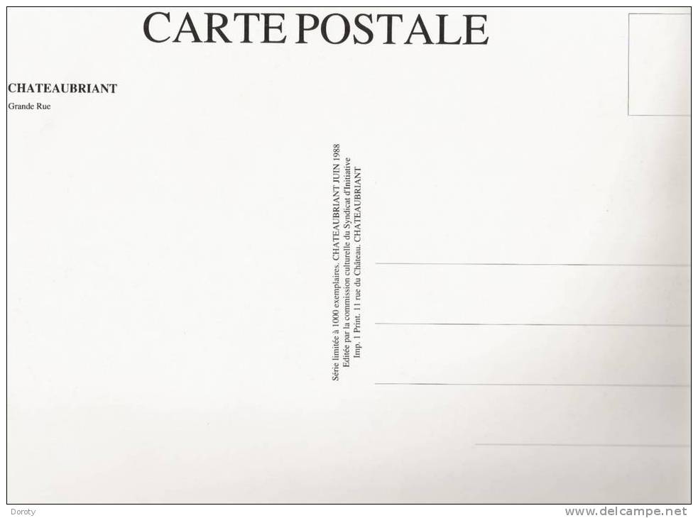 CHATEAUBRIANT - SUBLIME CARTE A SERIE LIMITEE FORMAT A4 - GRANDE RUE - Châteaubriant