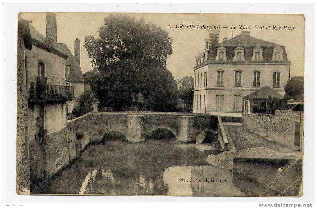 K8 - CRAON - Le Vieux Pont Et Rue Basse (1926) - Craon