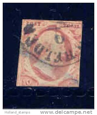 1852 Koning Willem III 10 Cent NVPH 2 * Periode 1852 Nederland Nr. 2 Gebruikt  (58) STEMPEL DEN HELDER - Usati