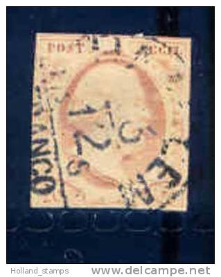 1852 Koning Willem III 10 Cent NVPH 2 * Periode 1852 Nederland Nr. 2 Gebruikt  (63) Nederland Nummer 2 HAARLEM - Used Stamps