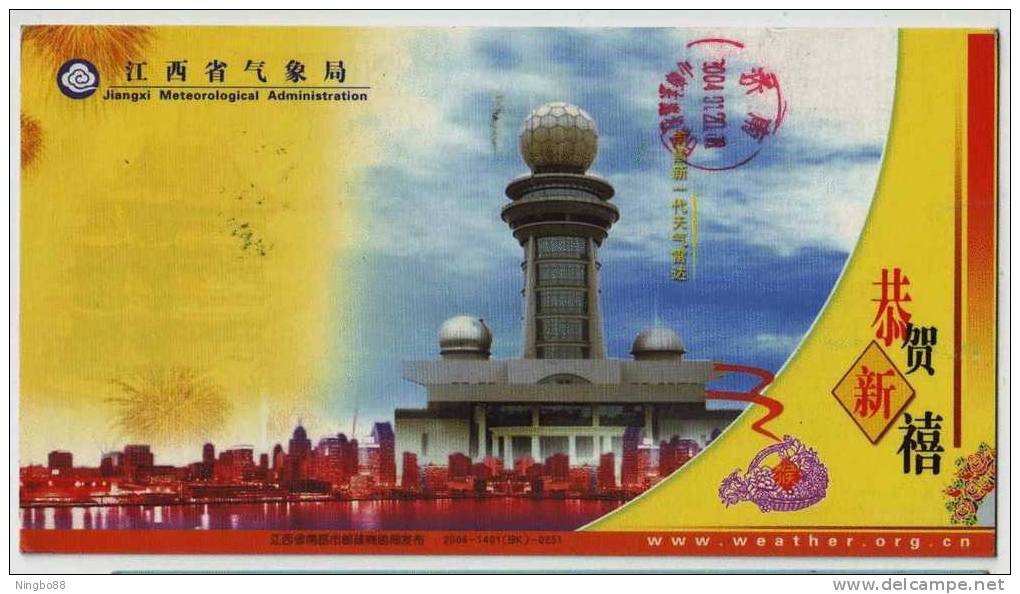 China 2004 Jiangxi Meteorological Administration Advertising Pre-stamped Card New Type Doppler Weather Radar - Climat & Météorologie