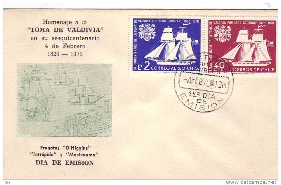 CHILE 1970 - FDC - Yvert 343 + A 264 - Annullo Speciale Illustrato - Velieri - Maritime