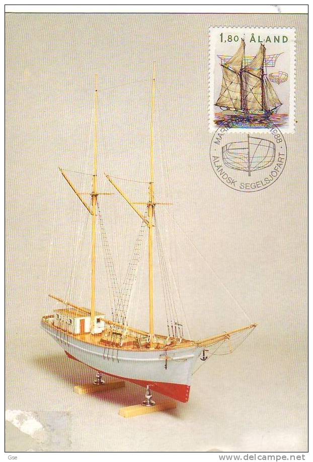 ALAND 1988 - CM - FDC - Yvert 28 - Annullo Speciale Illustrato - Veliero - Maritime