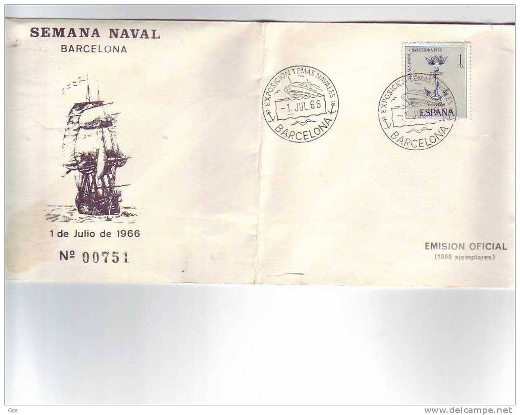 SPAGNA 1966 - FDC - Yvert 1389 - Annullo Speciale Illustrato - Navi - Maritiem