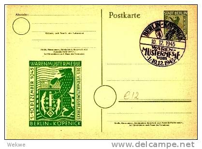 SBZ046/B.BärGAZudruckS-StplMustermesseKöpenickWappenFischBär. - Postal  Stationery