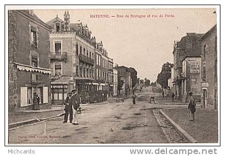 CPA 53 MAYENNE - Rue De Bretagne Et Rue De Paris - Mayenne