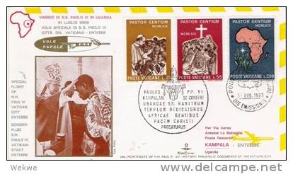 Vat027 - VATIKAN - /Pastor Gentium, Sonderflug Nach Tentebbe/Uganda 1969 - Storia Postale