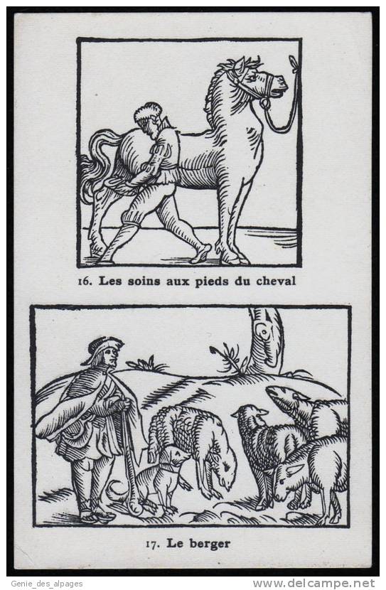 Figures Tirées D´un Traite D´agriculture Exempl. Bibliothèque De L´INA : 16 -Les Soins Au Pieds Du Cheval - 17 Le Berger - Culture