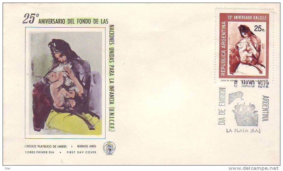 ARGENTINA 1972 - Yvert  916 - FDC - Annullo Speciale Illustrato - UNICEF - Arte - Pittura - FDC