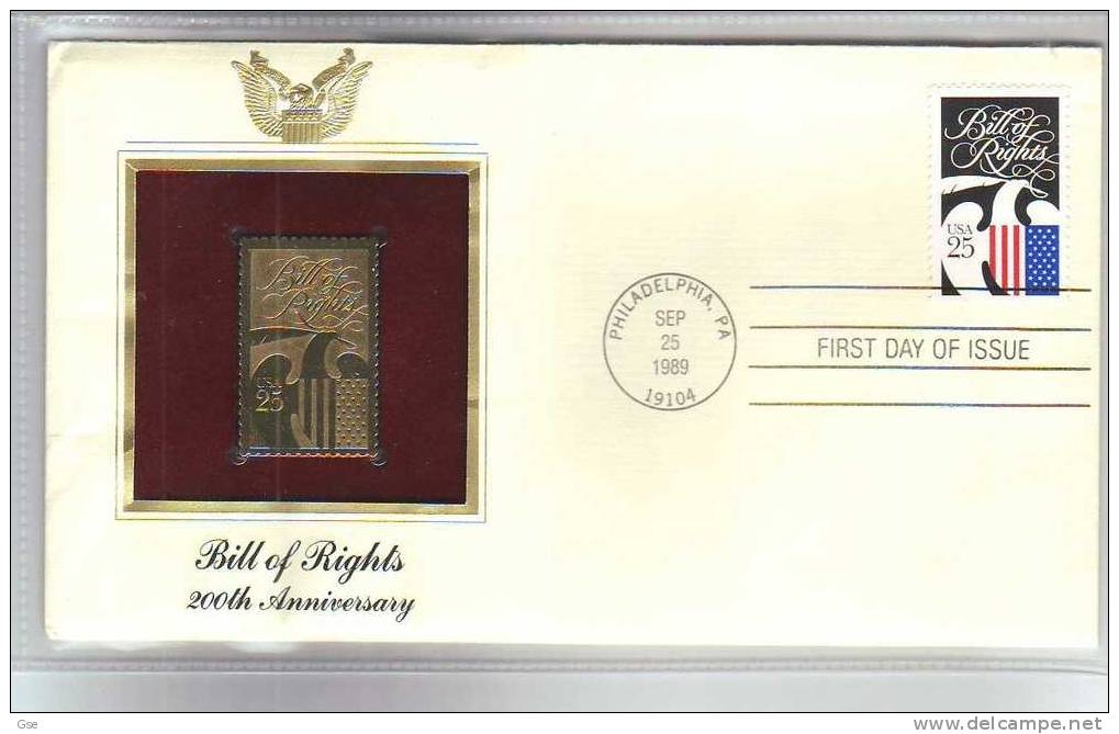 STATI UNITI 1989 - FDC - Yvert  1872 - Annullo Speciale (oro) - Diritti Umani - Altri & Non Classificati