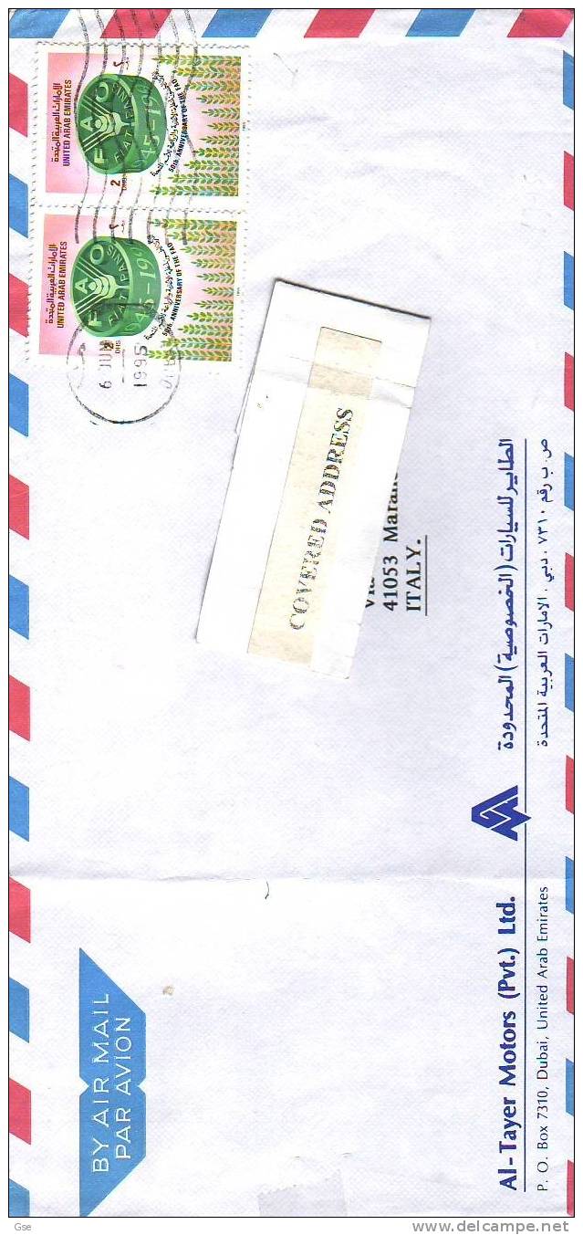 EMIRATI ARABI 1995 - Lettera Per L'Italia - Emirats Arabes Unis (Général)