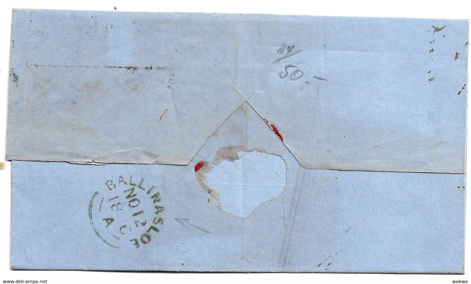 Irl007/Victoria, 1 Penny, 1860 Spoon Stempel Tullamore, Irish Type RR - Storia Postale