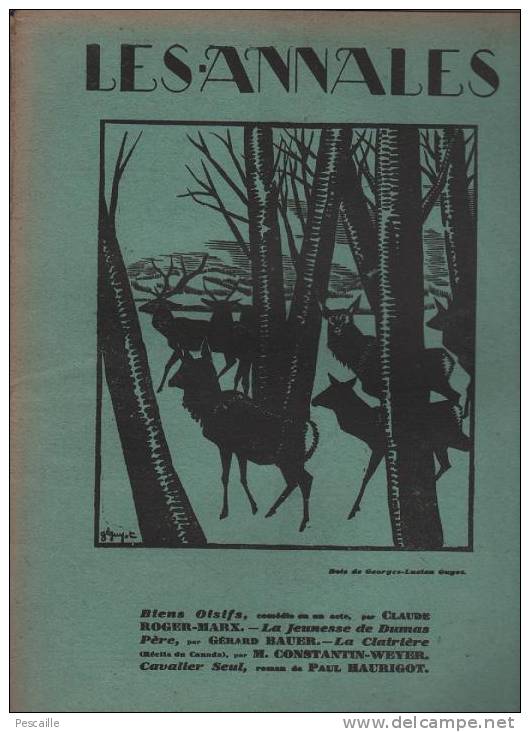 LES ANNALES 15 AOUT 1929 - DUMAS - AFGHANISTAN - EXPERIENCE DE MICHELSON - PUBLICITES - Allgemeine Literatur