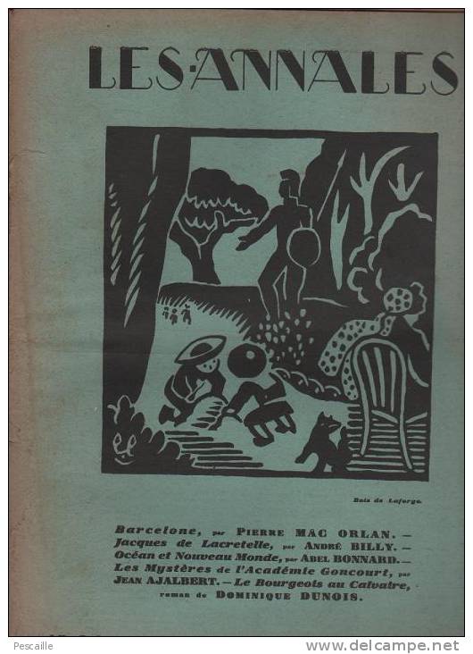 LES ANNALES 15 JUIN 1929 - ACADEMIE GONCOURT - OCEAN - SANTIAGO DU CHILI VALPARAISO - COURBET - PUBLICITES - Informations Générales