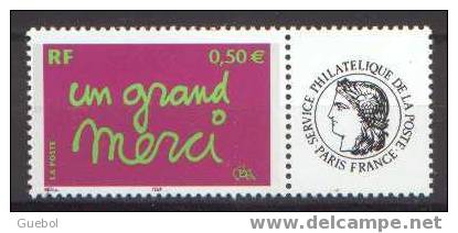 France Personnalisé N° 3637 A ** Un Grand Merci - Logo " Cérès " Gomme Brillante - Neufs