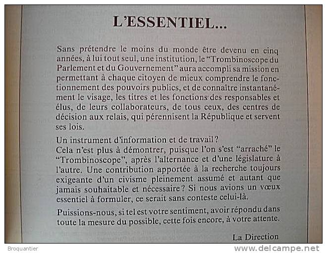 LE TROMBINOSCOPE Du Parlement Et Du Gouvernement 1986 - Autres & Non Classés