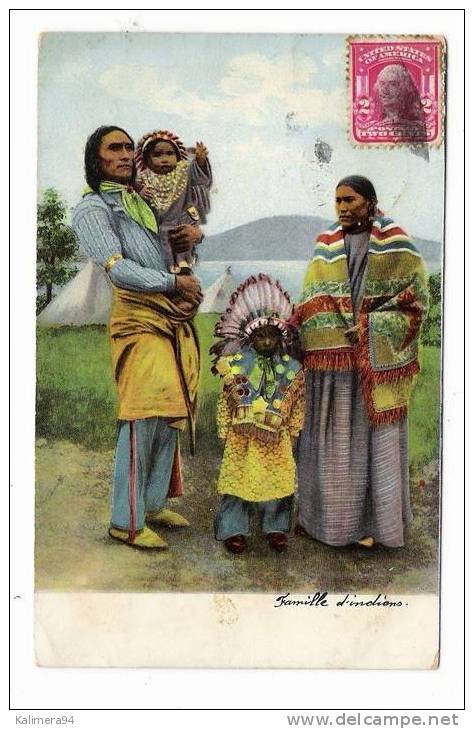 ETHNOGRAPHIE AMERICAINE / INDIENS D´AMERIQUE DU NORD / FAMILLE D'INDIENS  ( A Voyagé En 1907 ) - Indianer