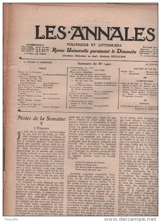 LES ANNALES 28 JANVIER 1912 -  PARIS 1867 - MARIE ANTOINETTE VERSAILLES - METALLURGIE ELECTRIQUE - - Allgemeine Literatur