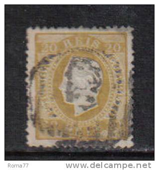 PD22A - PORTOGALLO 1870 , 20 Reis Bistro N. 39 Usato . Dent . 13  1/2 . Difettoso. - Unused Stamps