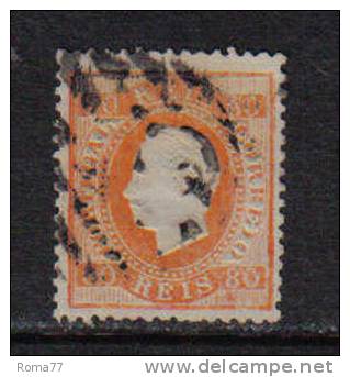 PD23A - PORTOGALLO , 80 Reis Arancio N. 43 Usato . Dent . 12  1/2 . - Unused Stamps