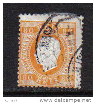 PD23B - PORTOGALLO , 80 Reis Arancio N. 43 Usato . Dent . 12  1/2 . - Unused Stamps