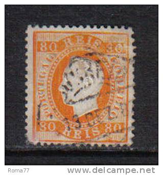 PD23D - PORTOGALLO , 80 Reis Arancio N. 43 Usato . Dent . 12  1/2 . - Unused Stamps