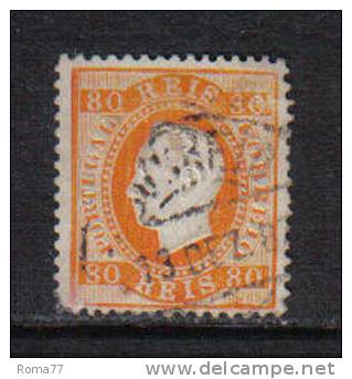 PD23D - PORTOGALLO , 80 Reis Arancio N. 43 Usato . Dent . 12  1/2 . - Neufs