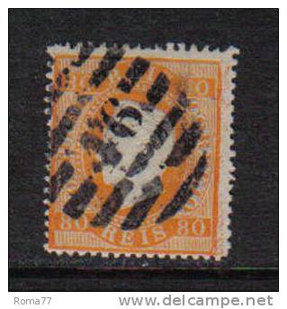 PD24A - PORTOGALLO , 80 Reis Arancio N. 43 Usato . Dent . 12  1/2 . - Unused Stamps