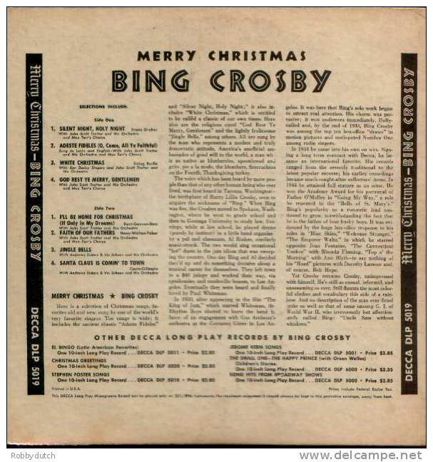 * 10" LP * BING CROSBY - MERRY CHRISTMAS - Kerstmuziek