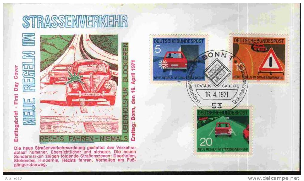 Fdc Allemagne 1971 Transports Circulation Routière - Autres (Terre)