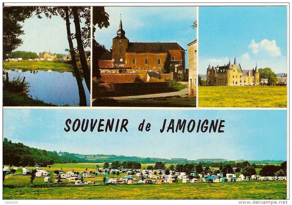 SOUVENIR  DE  JAMOIGNE : 3 VUES  DU VILLAGE  ET  1  VUE DU CAMPING AVEC CARAVANES ET OLDTIMERS - Chiny